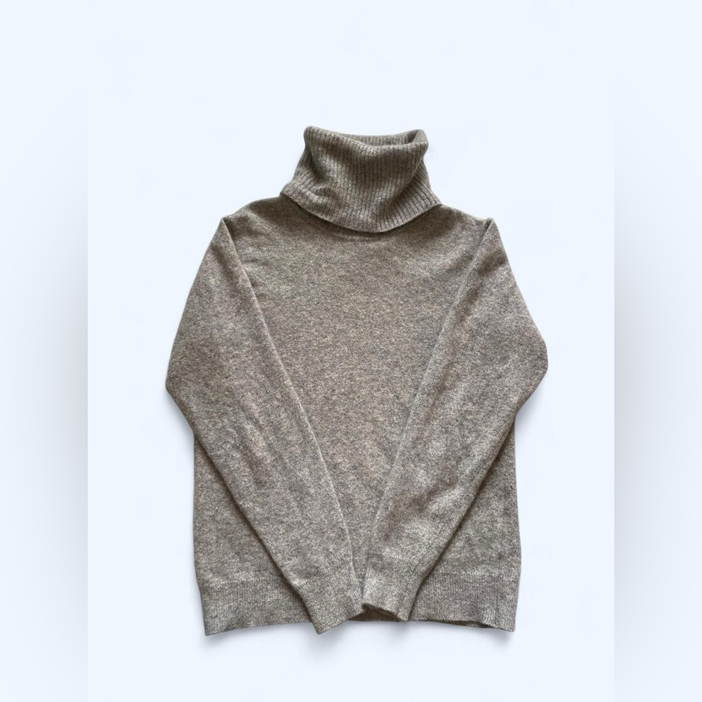 100% Cashmere Women’s‎ Turtleneck Sweater Classic Preppy Grey size XS